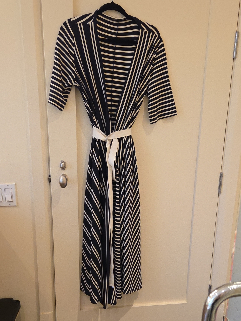 MaxMara weekend XL Striped Black and White Wrap Dress with Belt
